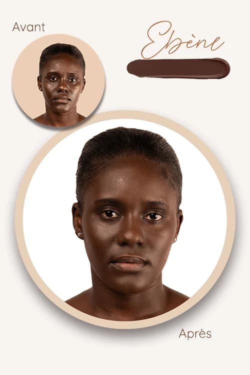 Rendu de la BB Crème WURÉ sur une carnation profonde, teinte Ébène